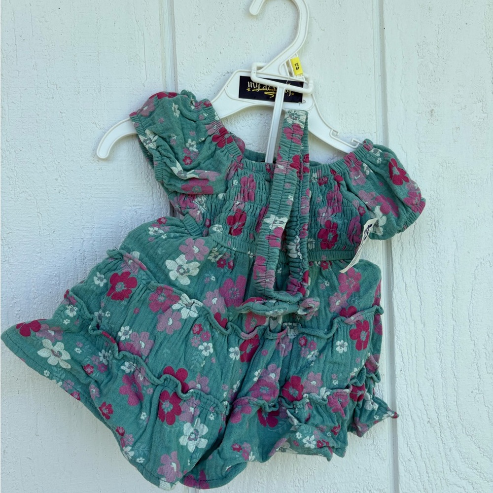 Floral Green and Pink Baby Dress